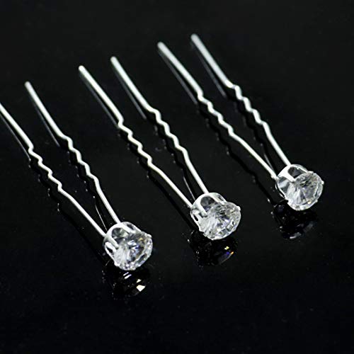 Derbway 20 Piezas Horquillas de Cristal, Boda Pinzas de Pelo de Diamantes de Imitación Accesorios para el Cabello de Novia Horquilla de Diamante en Forma de U