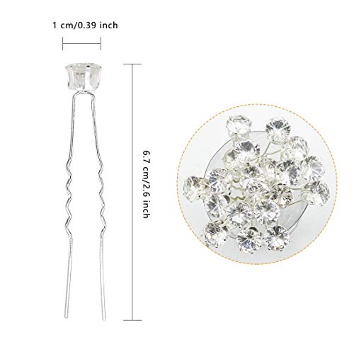 Derbway 20 Piezas Horquillas de Cristal, Boda Pinzas de Pelo de Diamantes de Imitación Accesorios para el Cabello de Novia Horquilla de Diamante en Forma de U