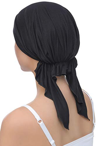 Deresina Bandana di Cotone pretagliato per la perdita dei Capelli (Negro)