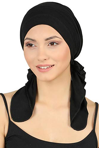Deresina Bandana di Cotone pretagliato per la perdita dei Capelli (Negro)