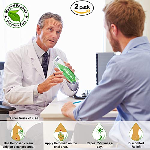 Derma Medico HEMOSAN Crema Para Hemorroides, Pack 2 Botes Crema Anti Hemorroides Fisuras Anales Eczema, Tratamiento Hemorroides Alivio Rapido, Crema Sin Parabenos 100% Natural Pomada Anso