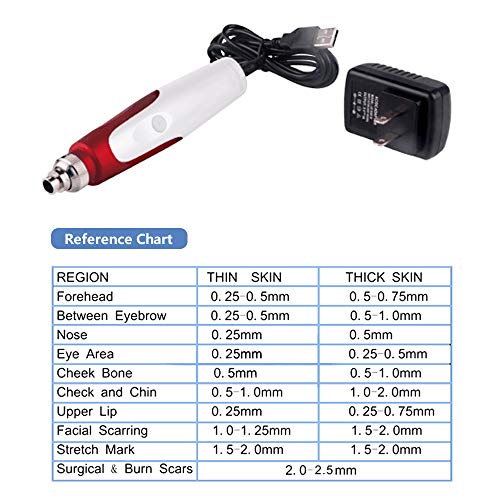 Derma Pen, tipo de bayoneta ajustable de 0.25-2.0mm con cartuchos de 2 piezas, para rostro y cuerpo, rojo