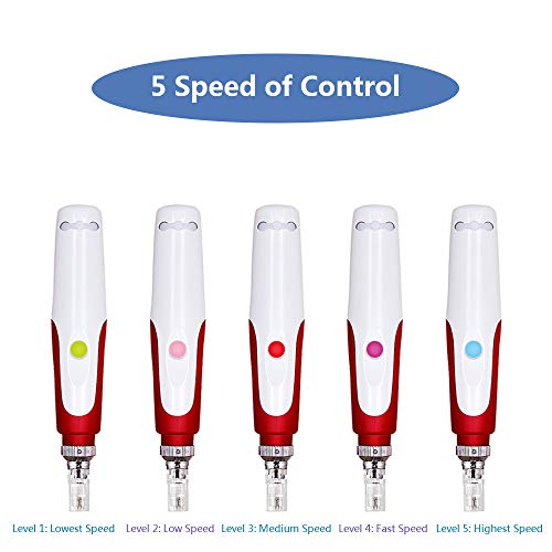Derma Pen, tipo de bayoneta ajustable de 0.25-2.0mm con cartuchos de 2 piezas, para rostro y cuerpo, rojo