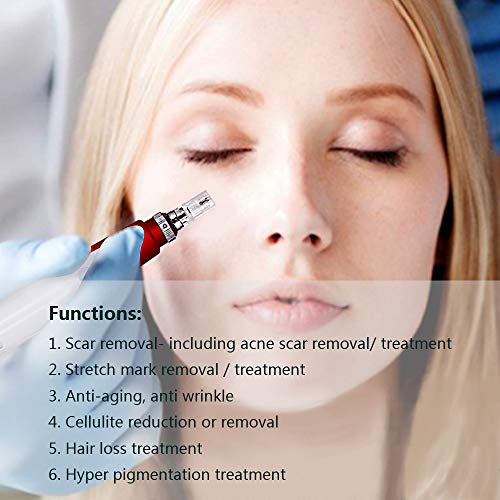 Derma Pen, tipo de bayoneta ajustable de 0.25-2.0mm con cartuchos de 2 piezas, para rostro y cuerpo, rojo
