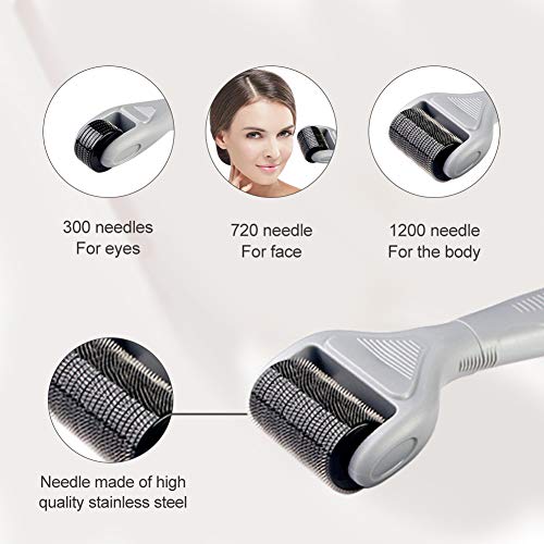Derma Roller, Dermaroller, Dermaroller Titanio, Dermaroller Facial, Rodillo Agujas, 6 en 1 Derma Roller por para reducir arrugas, puntos oscuros, cicatrices, celulitis, estrías