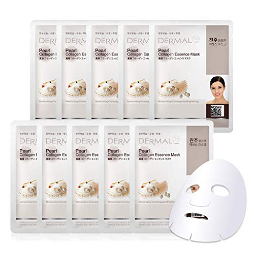 Dermal Korea Collagen Essence Full Face Facial Mask Sheet - Pearl (10 Pack) by Dermal Korea