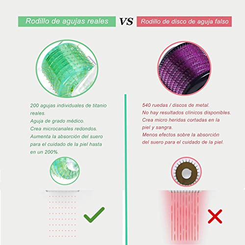 Dermaroller 0.5 Derma Roller 0.5mm 200 Microagujas Rodillo Rollo Titanio para Piel Problema Microneedle Derma Roller