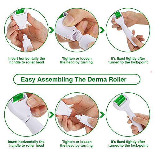 Dermaroller, 6 en 1 Derma Roller, Derma roller, Ideal para tratar cara, Anti-Edad, Antiarrugas, rodillo facial titanio, por Ojos, Cara, Cuerpo