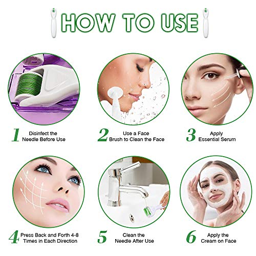 Dermaroller, 6 en 1 Derma Roller, Derma roller, Ideal para tratar cara, Anti-Edad, Antiarrugas, rodillo facial titanio, por Ojos, Cara, Cuerpo