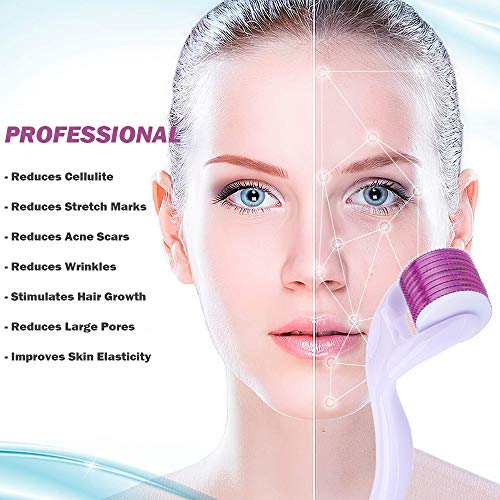 Dermaroller, Canwn Rodillo de Micro Agujas Titanio para Cuidado de la Piel Mesoterapia,Reducir la Hiperpigmentación,Reducir Ojo Líneas Finas, Crecimiento del Cabello - Blanco 1.0mm 540