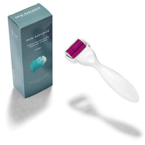Dermaroller Grande de Cuerpo 2.5mm con Cabeza de Rodillo Ancha por Skin Radiance UK - ¡Efectivamente trata la celulitis, las cicatrices, las estrías y el tono desigual de la piel! Viene con Ebook con folleto de instrucciones.