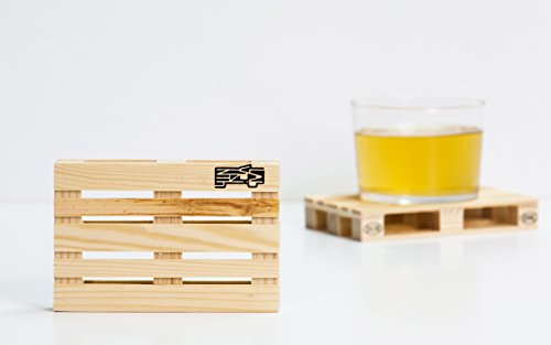 Design Studio Labyrinth Barcelona - Pallet-It Palette-It 8 Posavasos Europallet - Juego de 8 miniaturas de madera . Apto para bares, hogar y oficina.
