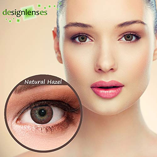 Designlenses, Dos lentillas de color Avellana para un aspecto muy natural de tres meses sin dioprtías/corregir + gratis caso de lente „Natural“ (Avellana)