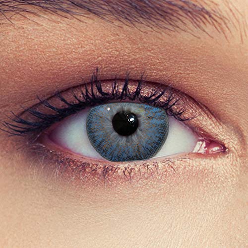 Designlenses, Dos lentillas de color azul claro discretamente colores suaves de un mese sin dioprtías/corregir + gratis caso de lente"True Sky"