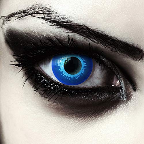 Designlenses, Dos lentillas de color azul para Halloween duende disfraz lentes sin dioprtías/corregir + gratis caso de lente „Blue Elfe"
