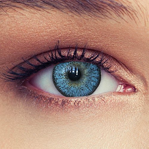 Designlenses, Dos lentillas de color Cielo Azul para un aspecto muy natural de tres meses sin dioprtías/corregir + gratis caso de lente „Natural“ (Cielo Azul)