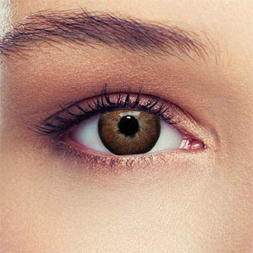Designlenses, Dos lentillas de color marrón avellana para un aspecto muy natural para los ojos oscuros de tres meses sin dioprtías/corregir + gratis caso de lente"Dimension Hazel“