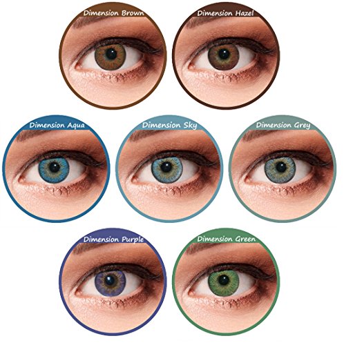 Designlenses, Dos lentillas de color marrón avellana para un aspecto muy natural para los ojos oscuros de tres meses sin dioprtías/corregir + gratis caso de lente"Dimension Hazel“