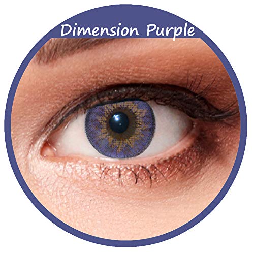Designlenses, Dos lentillas de color morado natural para los ojos oscuros de tres meses sin dioprtías/corregir + gratis caso de lente"Dimension Purple“