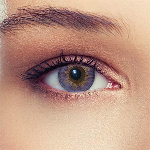 Designlenses, Dos lentillas de color morado natural para los ojos oscuros de tres meses sin dioprtías/corregir + gratis caso de lente"Dimension Purple“