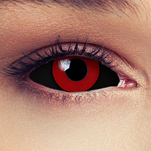 Designlenses, Dos Sclera lentillas de color negro y rojo para Halloween 22mm Tokyo Ghoul Zombi sin dioprtías/corregir + gratis caso de lente „Saw"