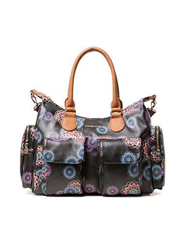 Desigual - Bag Mandri London Women, Shoppers y bolsos de hombro Mujer, Negro, 15.5x25.5x32 cm (B x H T)
