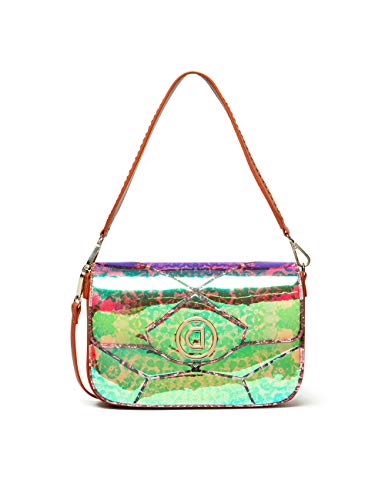 Desigual Bols_kaleidoscope Amorgos - Bolso bandolera para mujer, 6 x 16 x 26 cm, color verde