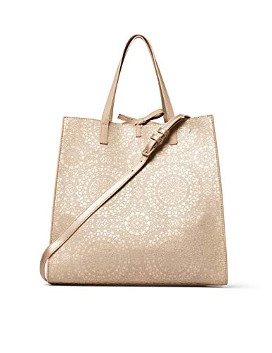Desigual - Bolso de mano de Sintético Mujer, color Dorado, talla 14x27.5x40 cm (B x H x T)