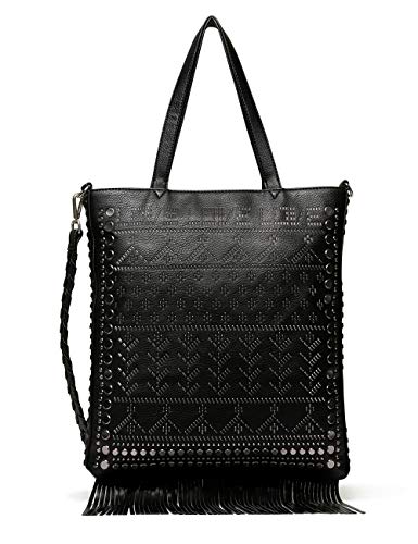 Desigual - Bolso de mano de Sintético Mujer, color Negro, talla 3x36.5x32 cm (B x H x T)