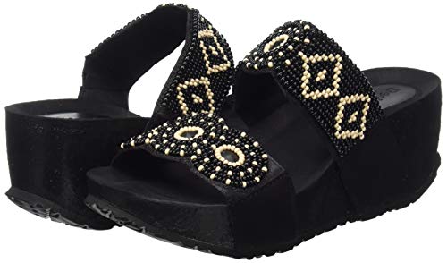 Desigual Shoes (Cycle_Beads Bn), Sandalias con Plataforma Plana para Mujer, Negro (Negro 2000), 37 EU