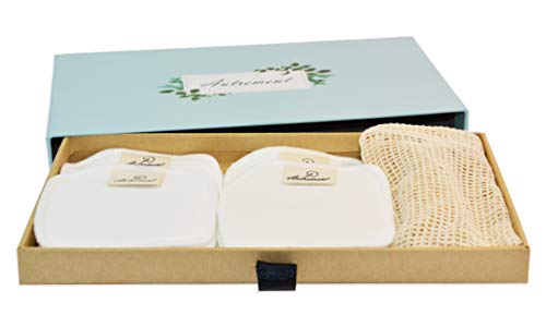 Desmaquillantes reutilizables, fibra de bambú y algodón – Disco de algodón desmaquillante lavable – 10 unidades + 1 bolsa de lavado – Lavable y reutilizable – Caja de embalaje biodegradable