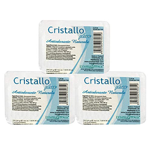 Desodorante de Alumbre de Amonio Natural en Piedra - Cristallo Plus - Kit de pesas 600/660 gr - Puro Mineral - Cantitad: 3/5 piedras