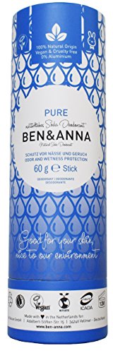Desodorante natural de Soda Ben&Anna - Desodorante 100% de aluminio sin crueldad vegano certificado NATRUE con manteca de karité orgánica y bicarbonato de sodio fabricado en Alemania, puro - 60 g