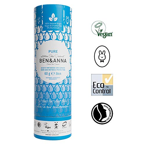 Desodorante natural de Soda Ben&Anna - Desodorante 100% de aluminio sin crueldad vegano certificado NATRUE con manteca de karité orgánica y bicarbonato de sodio fabricado en Alemania, puro - 60 g