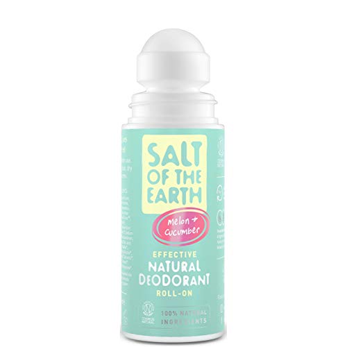 Desodorante natural Roll On por Salt of the Earth, Melón y Pepino, vegano, protección de larga duración, no probado en animales, sin parabenos, fabricado en el Reino Unido – 75 ml
