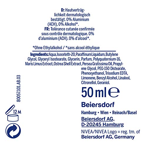 Desodorante Nivea Roll On Fresh Summer (50 ml), desodorante sin aluminio (ACH) con protección de 48 h, desodorante veraniego para una frescura duradera.