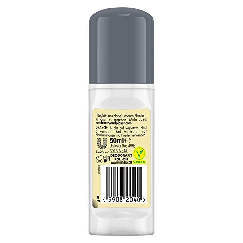 Desodorante roll-On Love Beauty And Planet Energizing para el cuidado de las axilas, aceite de coco y ylang Ylang Flower sin aluminio, 1 unidad (50 ml)