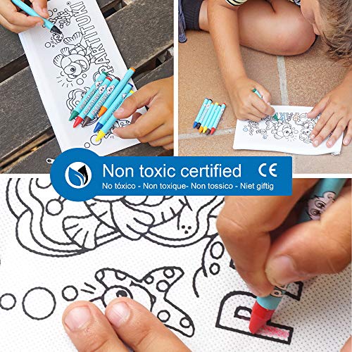 Detalles para Niños Partituki. 20 Estuches para Colorear y 20 Sets de 7 Ceras de Colores. Detalles Fiestas Infantiles. Con Certificado CE de no Toxicidad