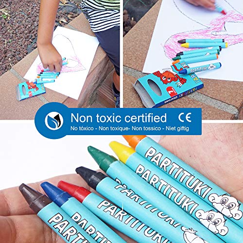 Detalles para Niños Partituki. 25 Cajas de 7 Ceras de Colores. Regalitos y Detalles Fiestas Infantiles. Con Certificado CE de no Toxicidad