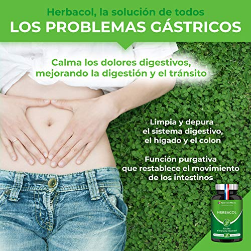 Detox Aloe Vera Colon Cleanser Limpieza de Colon Estomago Laxante Forte Diuretico Suplemento HerbaCol Hinojo Jengibre Konjac Pimienta Negra Lactobacillus Acidophilus Vegano Fabricado en Francia