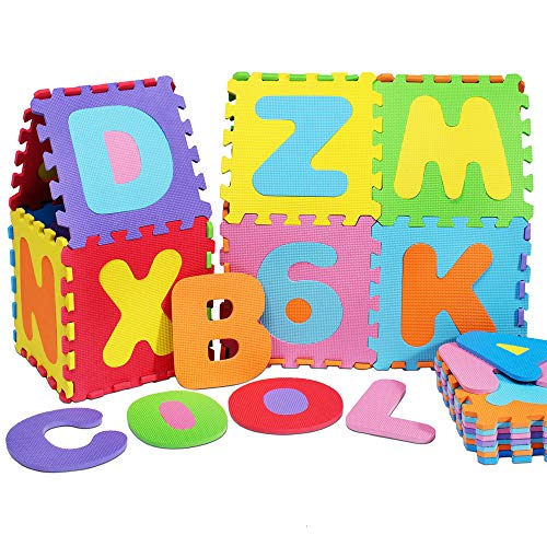 Deuba Alfombra Puzzle para niños Bebe 86 Piezas 26 Letras y números Espuma Alfombrilla de Juego Infantil 32 x 32 cm Goma