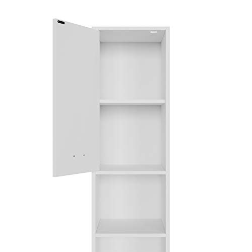 Deuba Armario de baño alto blanco mueble de almacenamiento con 2 puertas 2 estantes 185x30x30 cm almacenaje toallas