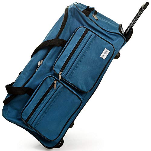 Deuba Bolsa de Viaje Azul Maleta de 85 litros con Bolsillos y candado Bolsa de Deporte de Cabina con Mango teléscopico