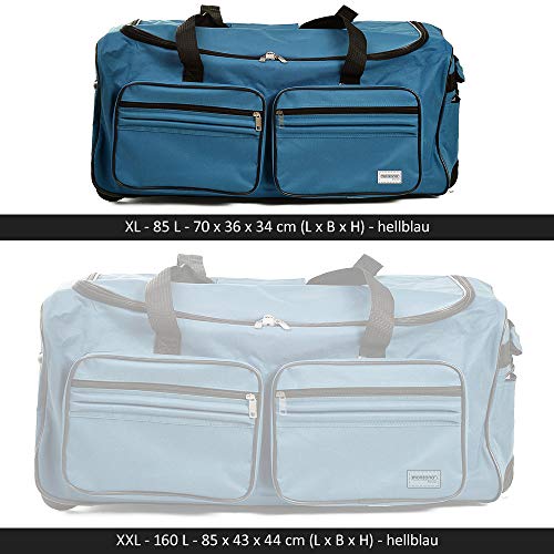 Deuba Bolsa de Viaje Azul Maleta de 85 litros con Bolsillos y candado Bolsa de Deporte de Cabina con Mango teléscopico