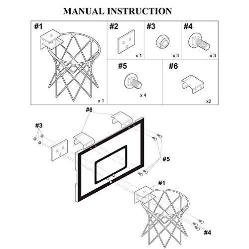 Dewel Canasta Baloncesto ,Tablero de pared de baloncesto para Oficina y casa (Incluyendo Inflador y dos Pelotas)