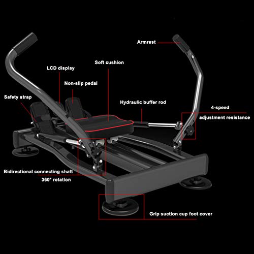 DFANCE MáQuinas de Remo para Uso DoméStico, Remo de 360 ° MultifuncióN, Remo Silencioso con Cubierta de Ventosa y Pantalla LCD, Sistema de Resistencia HidráUlica Ajustable, Carga de 150 kg