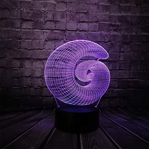 DFDLNL Caracol Vórtice Forma 3D Led Acrílico USB Lámpara Gradiente Noche Luz Geometría Abstracta Moda Hogar Arte Decorativo
