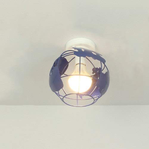 DFEIL Mini Industrial Vintage Macaron Lámpara colgante de techo Metal Empotrado Montaje Tierra Luz colgante Edison E27 Dormitorio Comedor Cocina Sala de estar Tienda de ropa Droplight (Color : Blue)