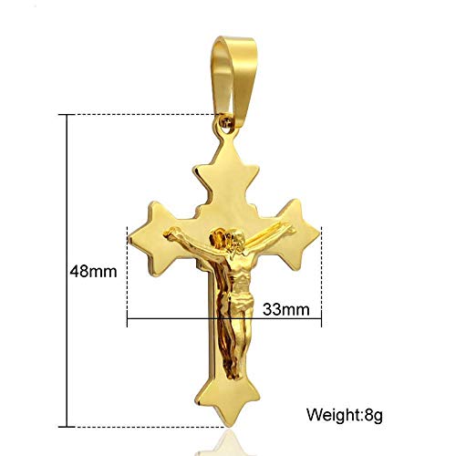 DFGHJK Collar Colgante de Cruz de Jesucristo de Acero Inoxidable Cadena de eslabones ovales Color Plateado Chapado en Oro Hombres Suéter de Cadena Regalos de Oro