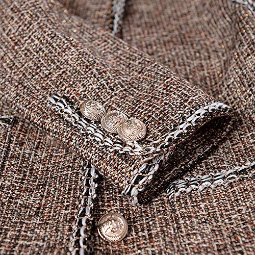 DGFHR Chaqueta De Mujer Chaqueta Corta Chaqueta Corta Delgada Tejida Tweed Marrón Dorado Pequeño Fragancia, S